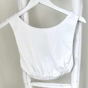 Zara Backless Cropped White T Shirt Top Size Small